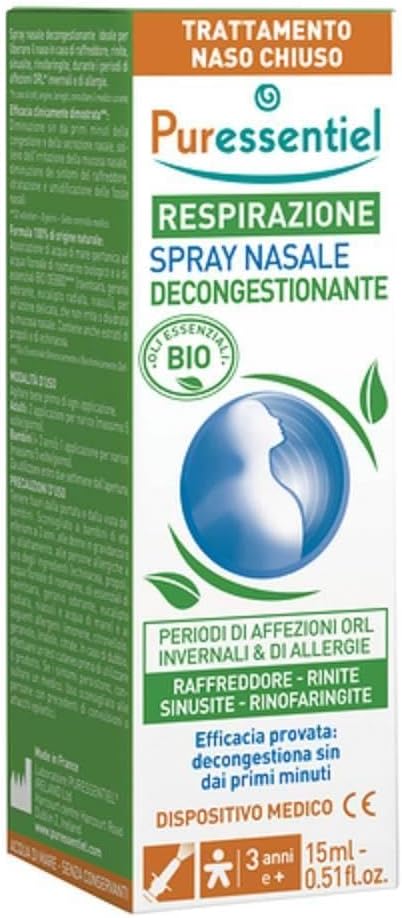 Spray Nasal Puressentiel Décongestionnant aux Huiles Essentielles Propolis et Echinacée Bio - 15ml